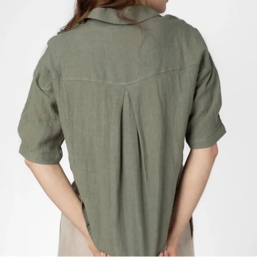 ~ Mod Ref Dawn Linen Button Down Shirt In Tan Sma… - image 3